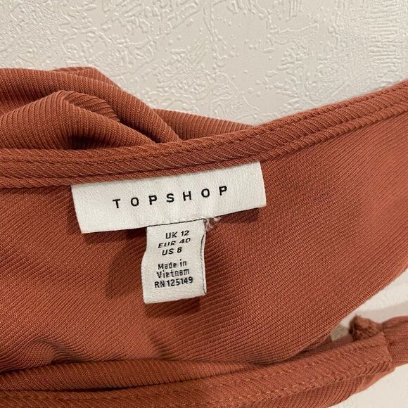 Topshop Rust Ribbed Sleeveless Maxi Dress Size 8 - Picture 3 of 6